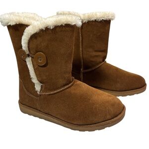 Kohl's Women’s Chestnut Suede Boots Faux Fur Lined Size 10
